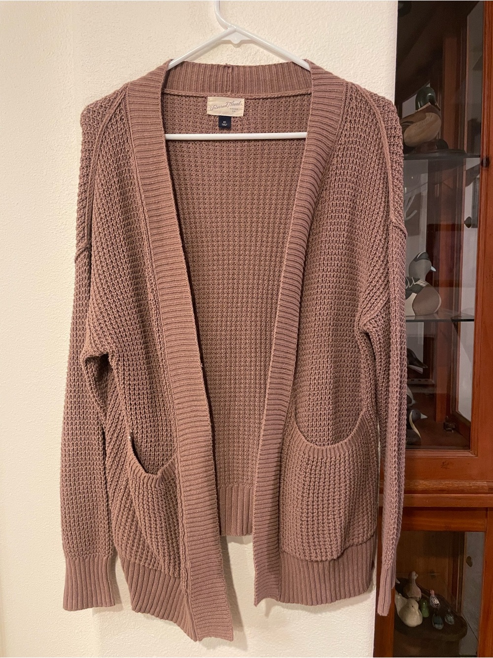 Universal Thread Waffle-Knit Open-Front Cardigan - Taupe Brown